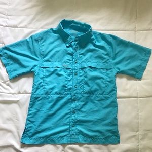 Boys blue fishing shirt.